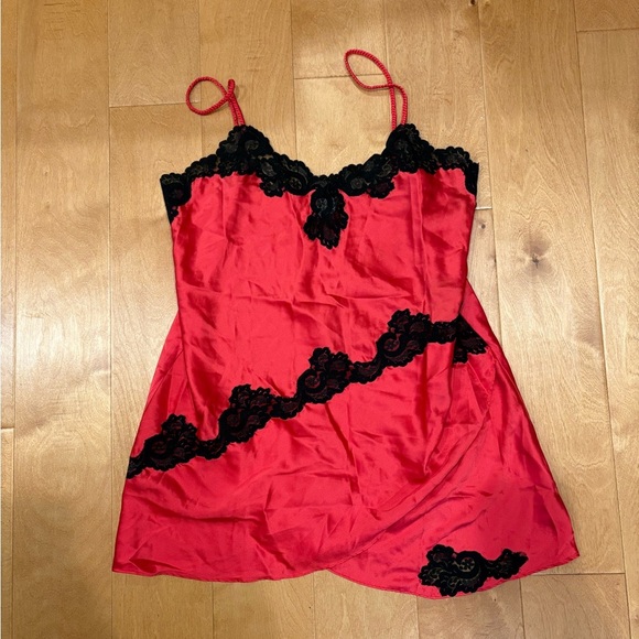 Victoria's Secret Other - Vintage gold label Victoria’s  secret VS red black chemise L